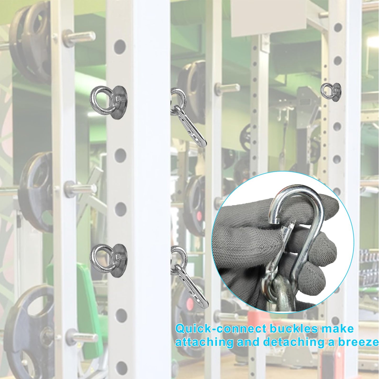 YZZHAJ Power Rack Attachments with Quick Connect Buckles, O-Ring Attachment for Squat Rack, Band Pegs Resistance Band Hooks Fits 2" x 2"" Power Rack with 1"" Hole"