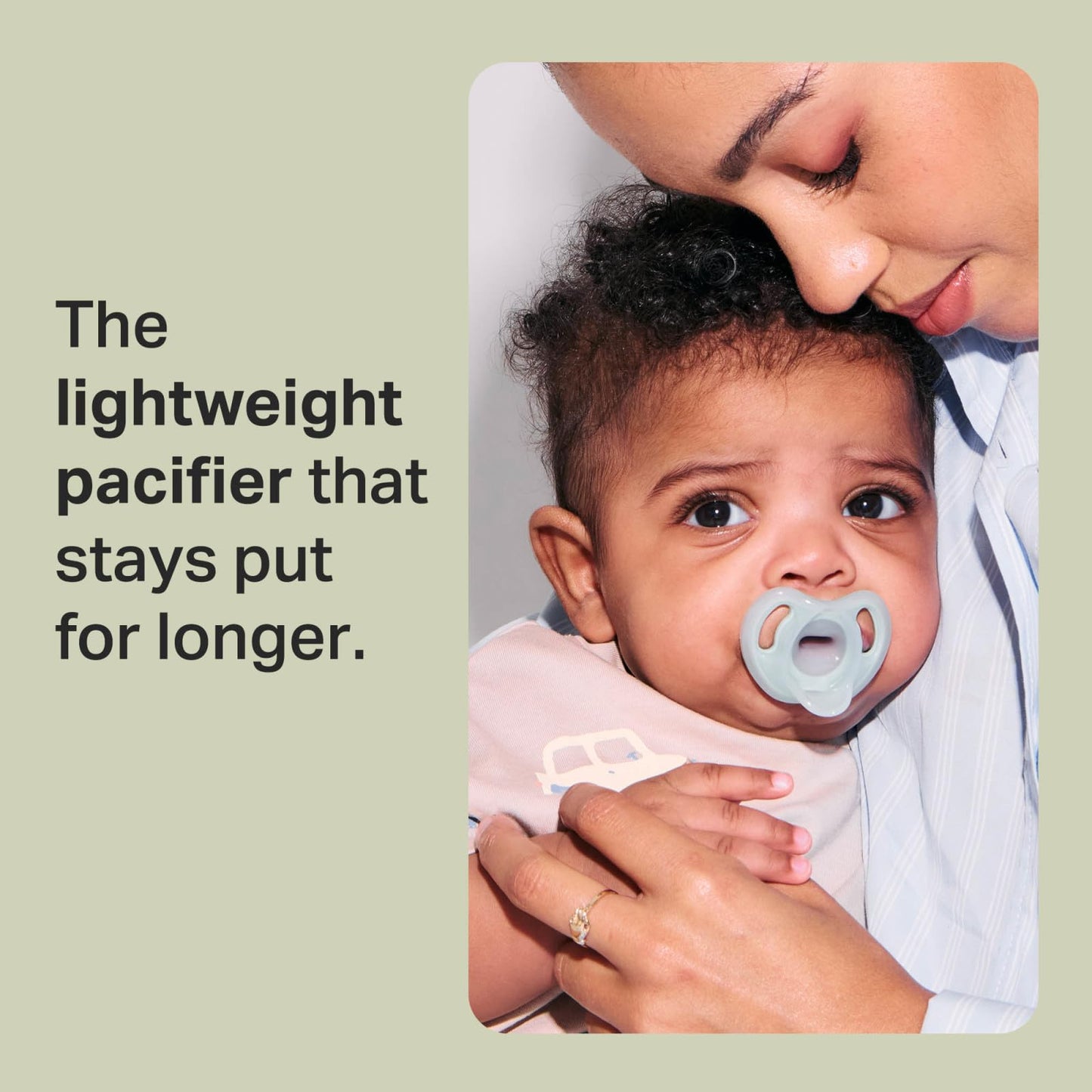 Tommee Tippee Ultra-Light Silicone Pacifier, 0-6 Months, Symmetrical One-Piece Design, BPA-Free Silicone Binkies, Blue/Green/Clear, Pack of 4