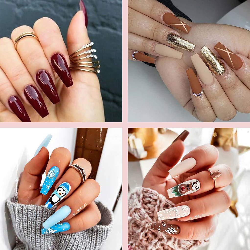 French Acrylic False Nail Tips, 500PCS Fake Nail Shape Artificial False Nails Tips 10 Sizes with Case for Nail Art Salons and Home DIY (White)
