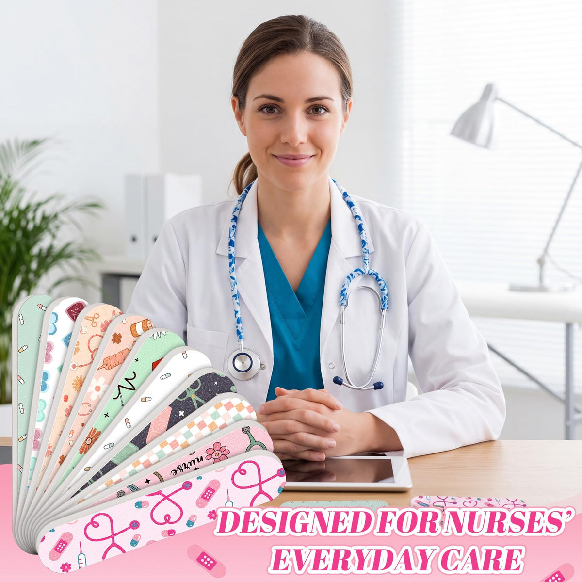 Lanties 50 Pcs Nurse Gifts for Women Bulk Nurse Appreciation Gifts Rn Appreciation Nail File Bulk Mini Nursing Emery Board Nail Files for Nurses' Week Female Dental Medical Assistant