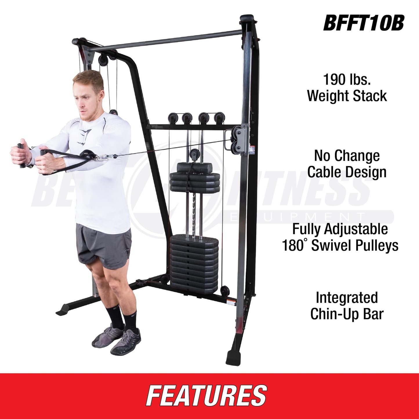 Body-Solid Best Fitness Functional Trainer Cable Machine, Full Body Workout Weight Stacks, Chest and Shoulder Exercise Home Gym LAT Pulldown Machines with 190lb Weights Stack, Midnight Black