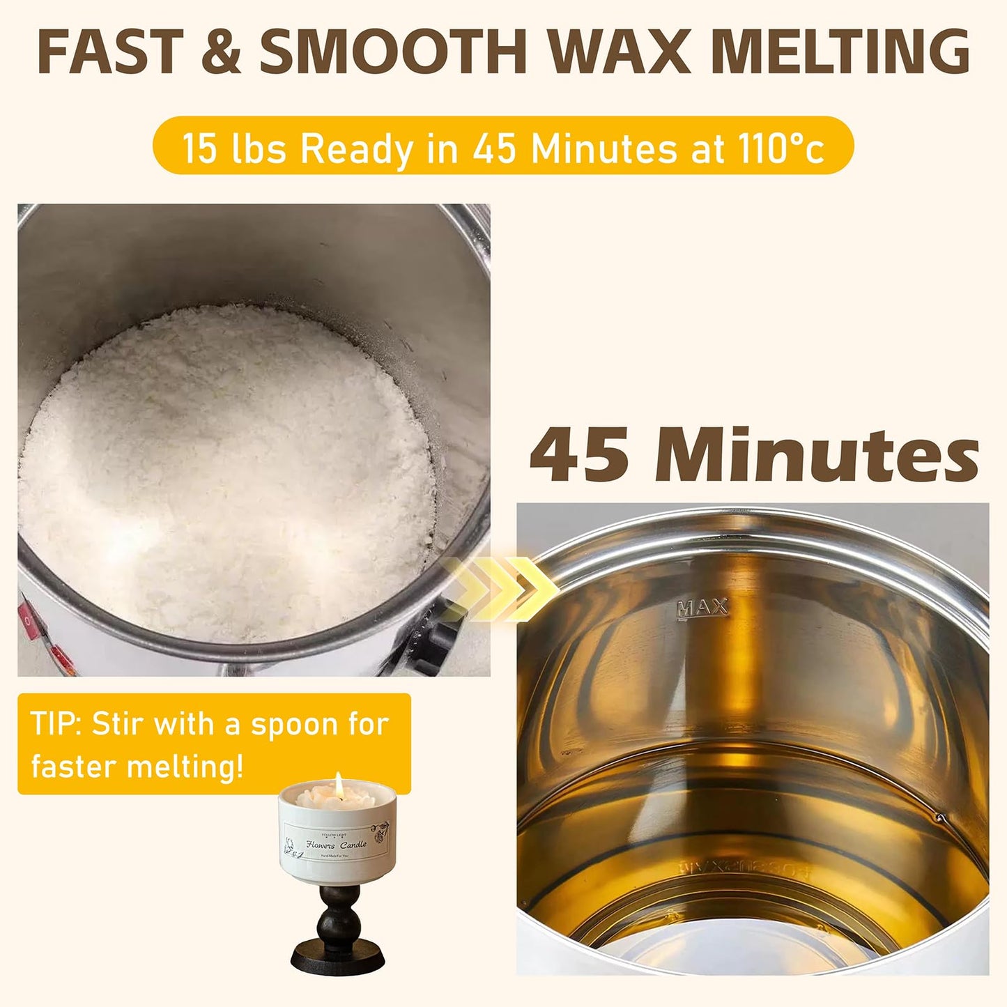 GKFF Wax Melter for Candle Making,10L (15 lbs) Extra Large Electric Melting Pot for Soap,Lotion & Body Butter Making,with Temperature Control and Quick Pour Spout,Ideal for Home Candle & Craft Makers
