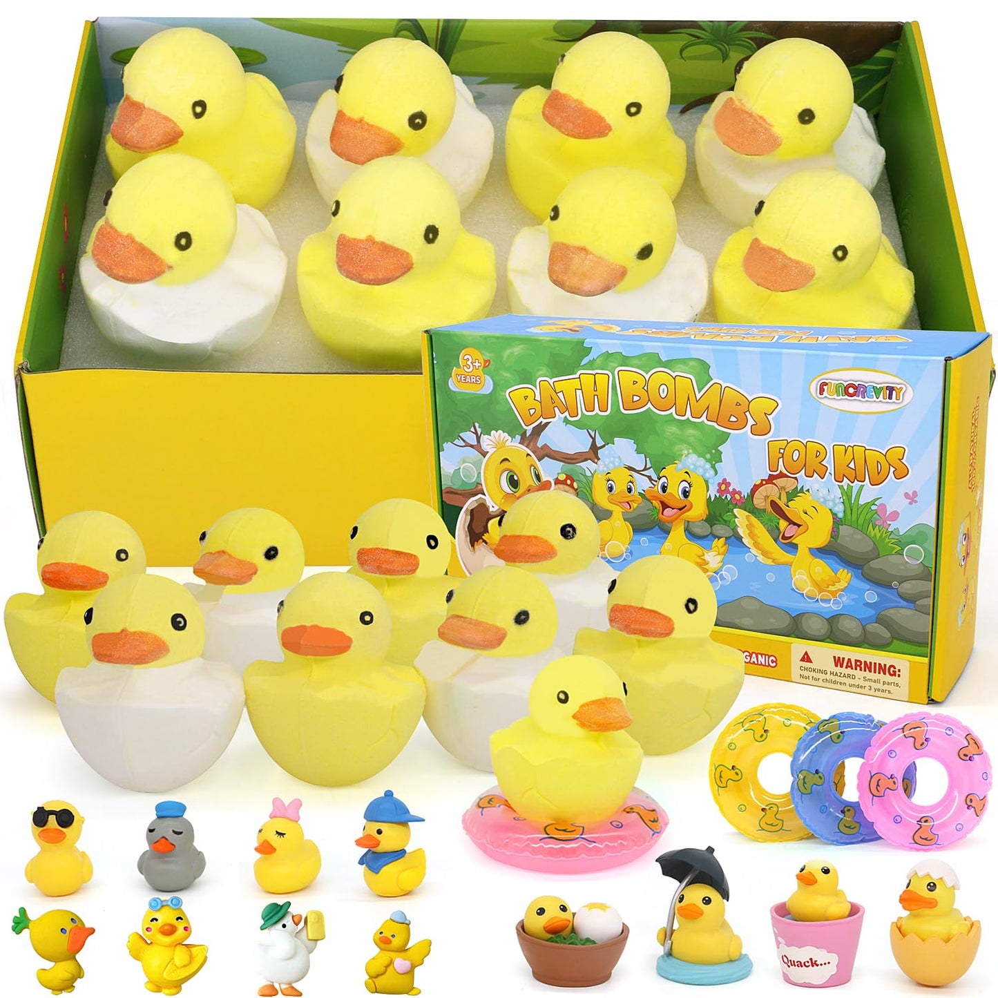 Bath Bombs for Kids with Surprise Inside,8 Pack Kids Bath Bombs Gift Set, Natural and Organic Bubble Bath Fizzy with Bath Toys, Birthday Gifts for Girls Boys