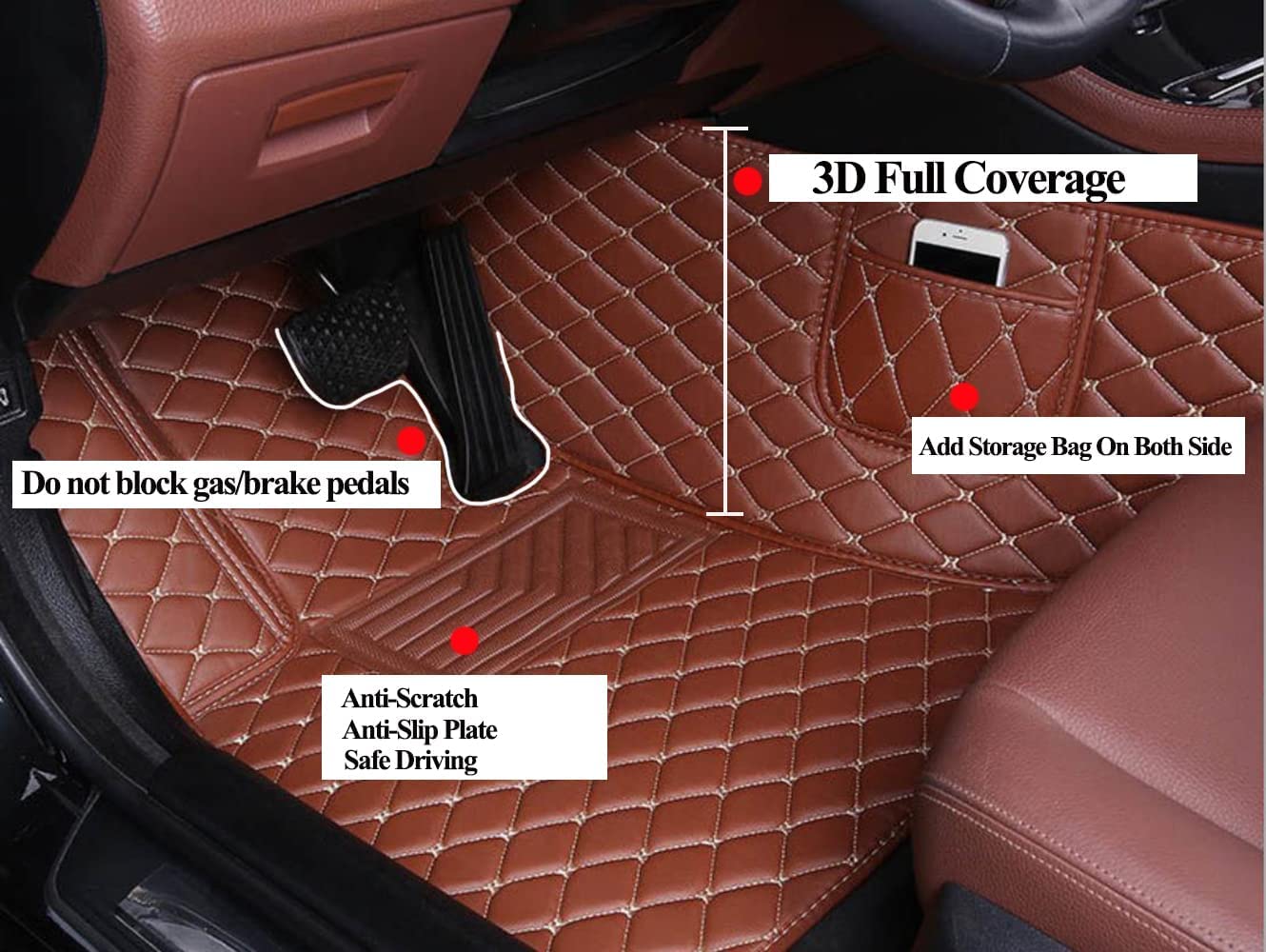 Worth-Mats for Infiniti Q50 Floor Mats - All Weather, Large Coverage, Heavy Duty Full Set Floor Liner, Custom Fits Car Mats (Black with Black Stitching)