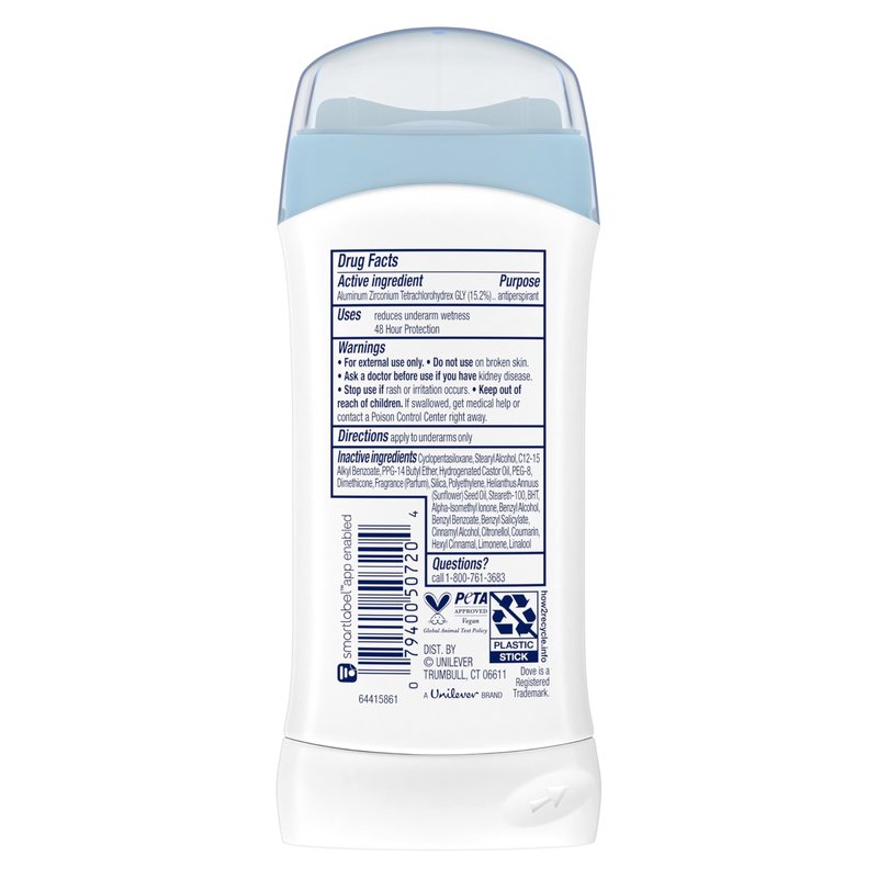 Dove Invisible Solid Antiperspirant Deodorant Stick 2 Count Powder, for Women, For All Day Underarm Sweat & Odor Protection 2.6 oz