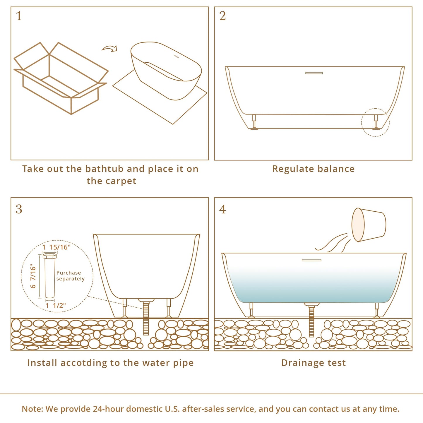 59" Freestanding Bathtub, Modern Oval Acrylic Soaking Tub with Overflow & Pop-up Device Function, cUPC Certified Deep Standalone Tub, Double-Walled Insulation, White
