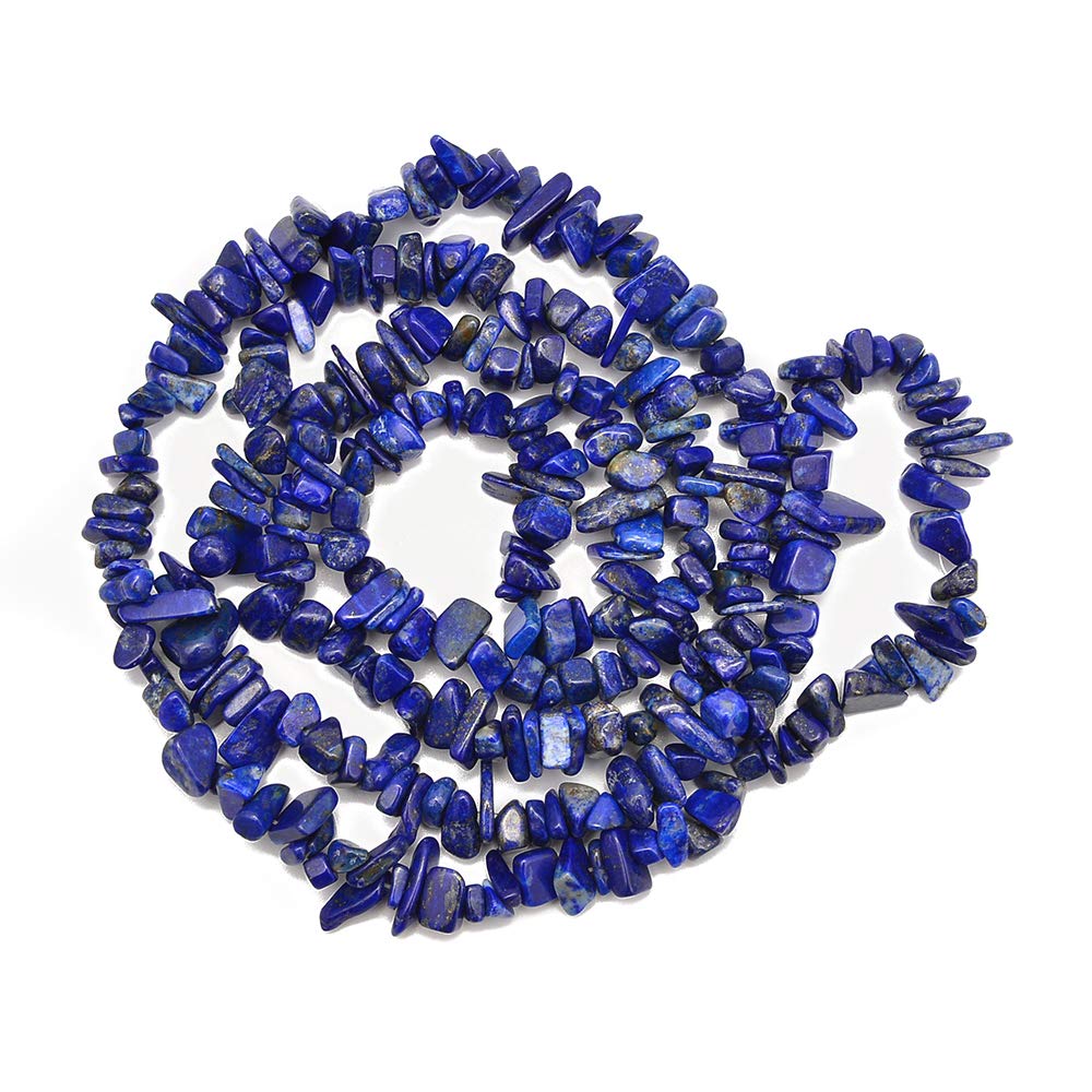 PLTbeads Gemstone Chips Natural Blue Lapis Lazuli 3-5mm Healing Crystals Waist Bracelets Necklace Kit Irregular Stone DIY Crafts Design Jewelry Making Approxi 32 inch