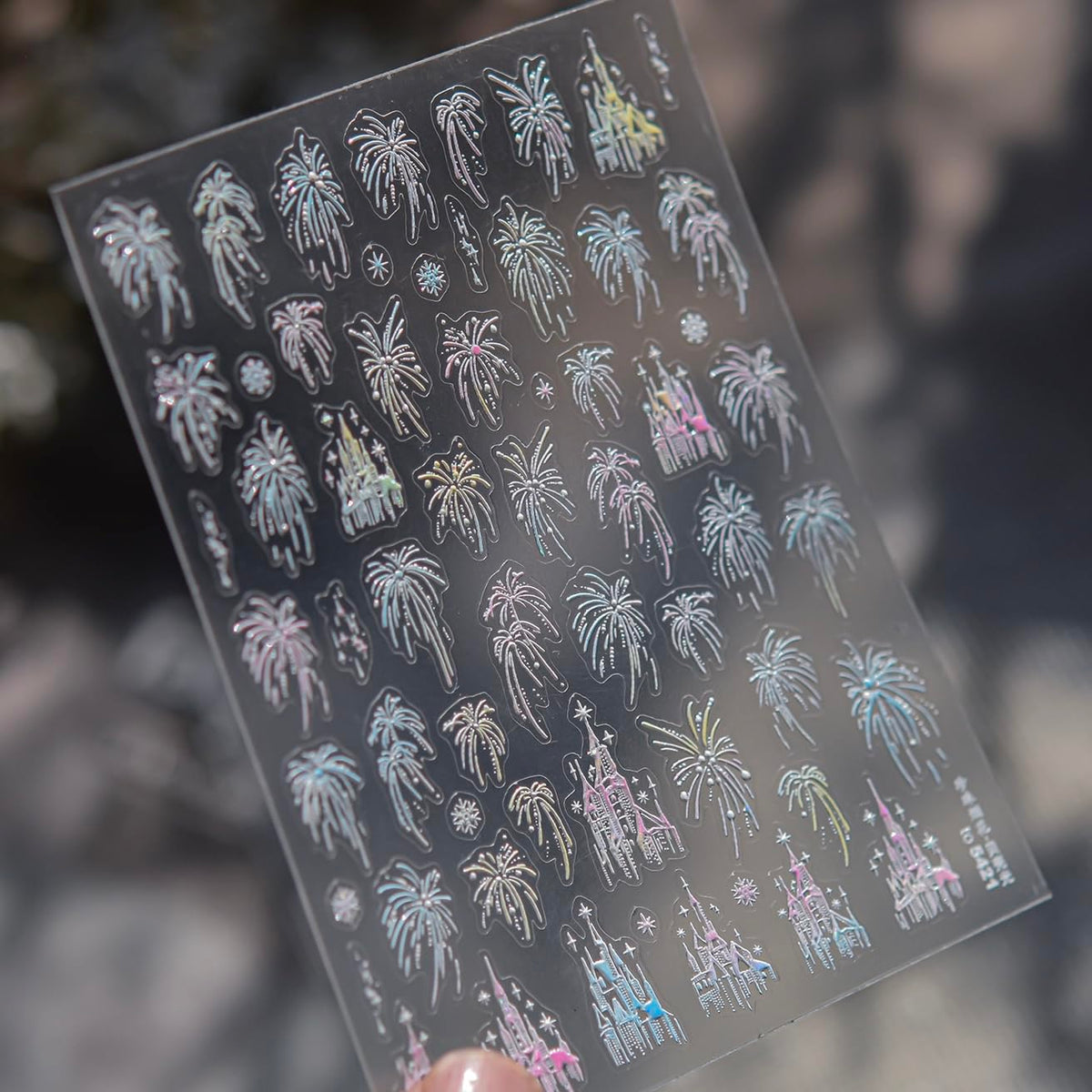 Phuryllic 3D Nail Stickers for Nail Art, Embossed Self-Adhesive Cute Nail Charms & Decals for DIY Nails, Easy-to-Apply Nail Design Supplies & Accessories for Home Manicure-Fireworks