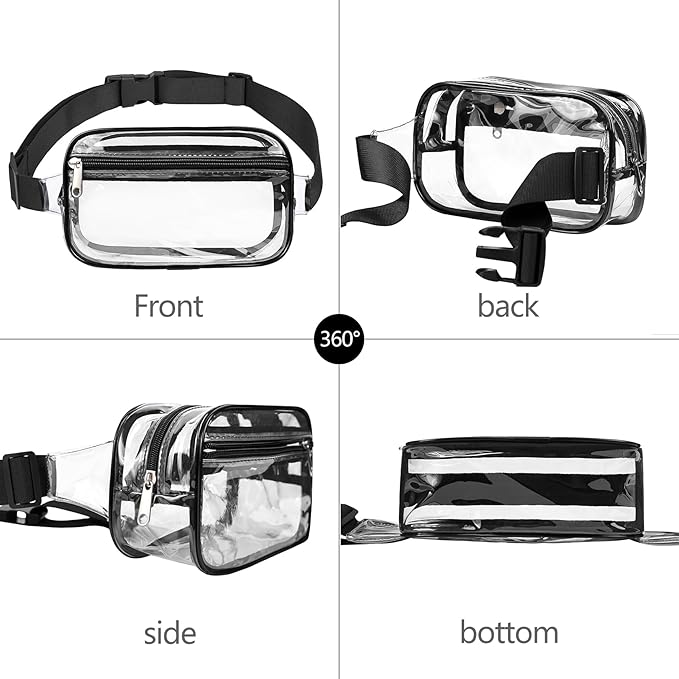 VOROLO Fanny Pack For Women And Men Crossbody Bag Belt Bag with Adjustable Strap Graduation Gifts Clear Black