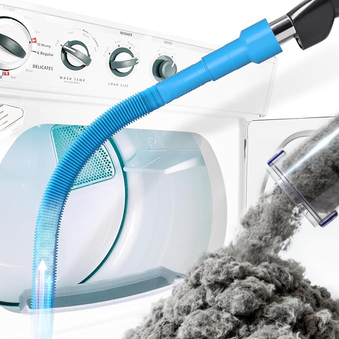 Holikme Dryer Vent Cleaner Kit Dryer Lint Vacuum Attachment Brush, Lint Remover, Dryer Vent Vacuum Hose Replacement Parts,Duct Cleaning,Blue