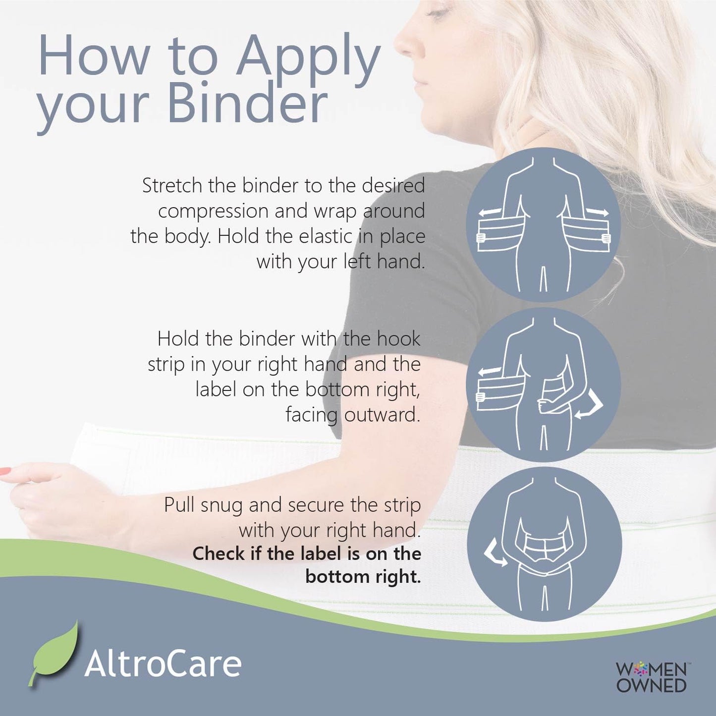 AltroCare Postpartum & Post Surgery Abdominal Binder. 3-Panel belly band for recovery after childbirth, hysterectomy, tummy tuck, hernia, diastasis recti. Size L/XL (45" to 60""). Made in USA."