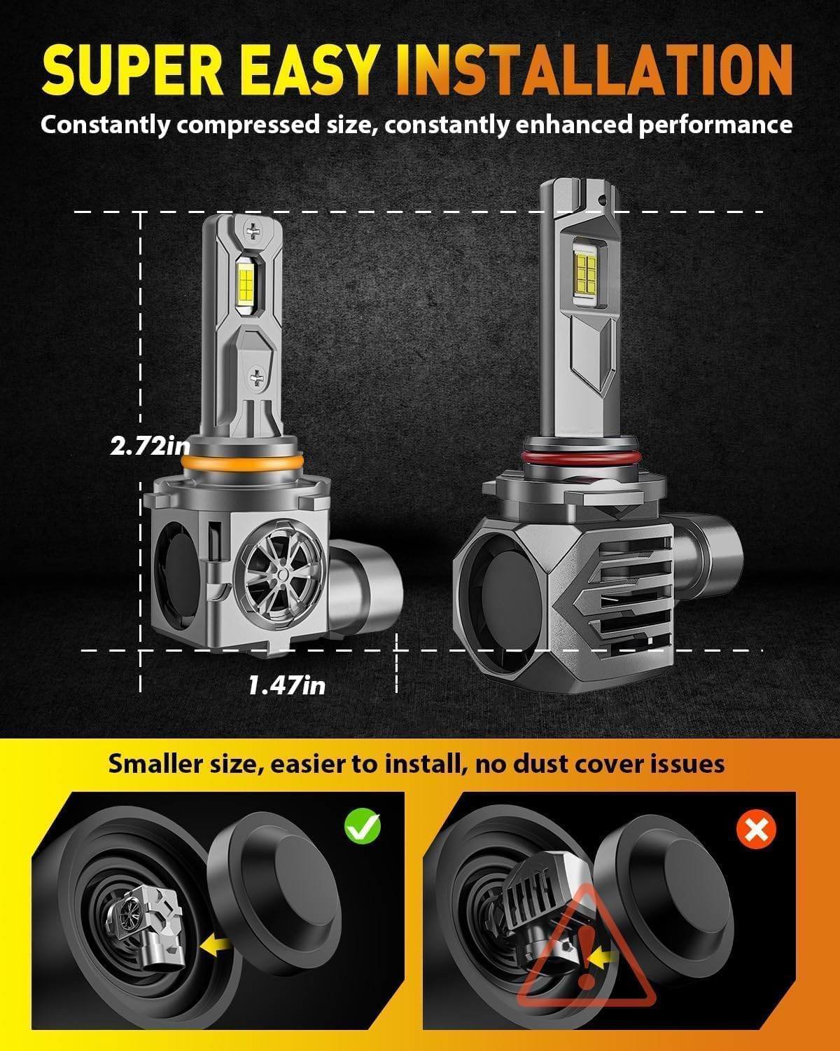 Termitor 9005 9006 Bulbs Combo, 100,000LM 1200% Ultra Bright, True 1:1 Mini Halogen Size, Plug and Play No Adapter, HB3 HB4 Fog Light Conversion Kits, 85000+ Hours Lifespan, Pack of 4
