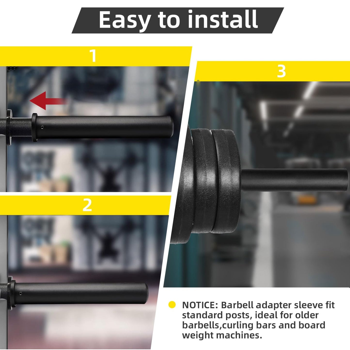 Standard Olympic Barbell Adapter Sleeve: Converts 1 inch Standard Weight Plate Posts to 2" Olympic Weight Plate Posts"