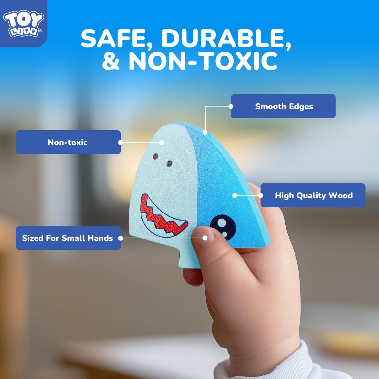 TOY Life Wooden Puzzles for Toddlers 2-4, Sea Animals Puzzles for Toddlers 1-3, Wood Puzzles Educational Montessori Toys Gifts for 1 2 3 Year Old, Baby Kids Learning Toy