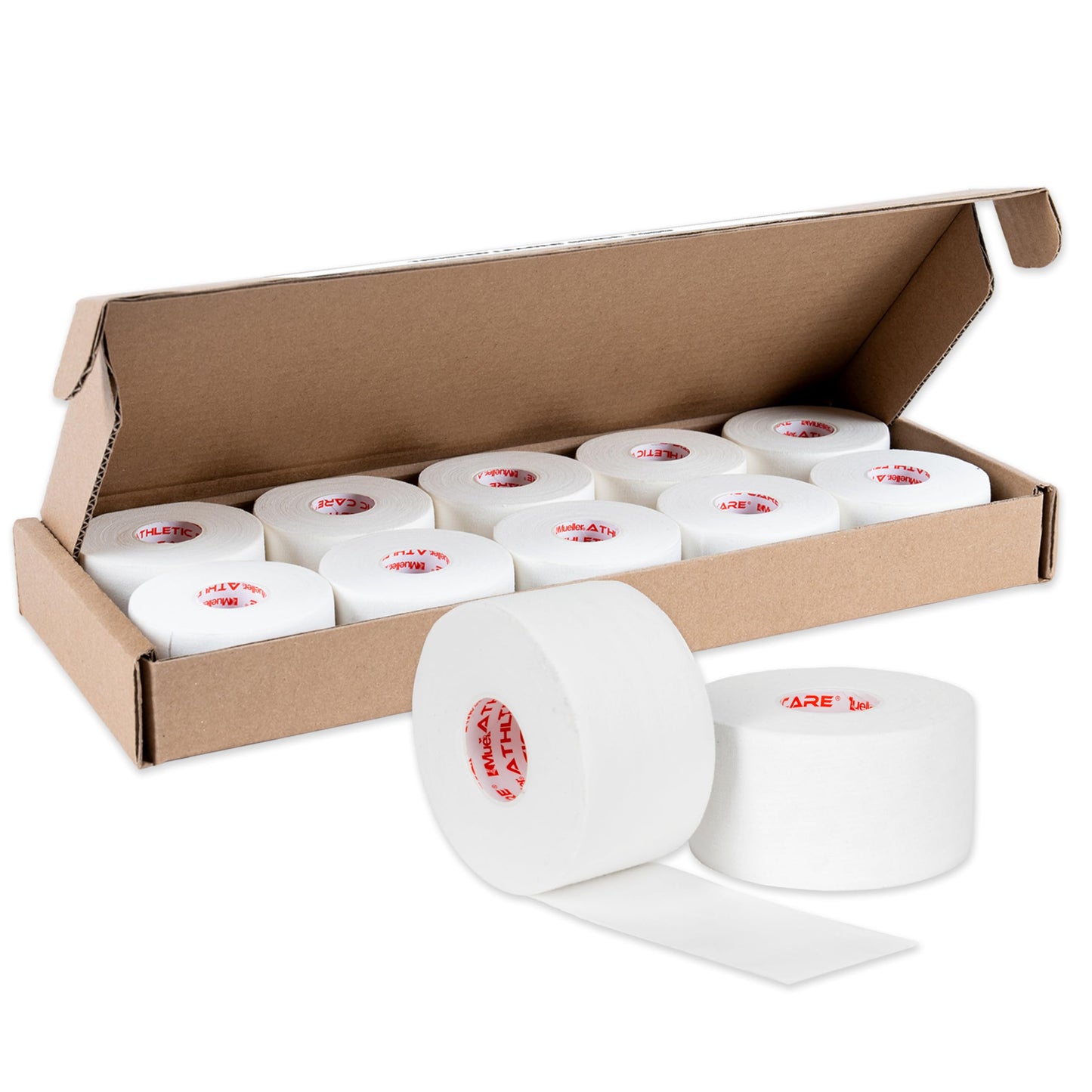 Mueller Sports Medicine Premium Athletic Tape, 10 Pack, White - Quality Hospital-Grade Athletic Tape, Easy to Tear for Fast & Effective Taping, 1.5" x 15 Yards Per Roll"