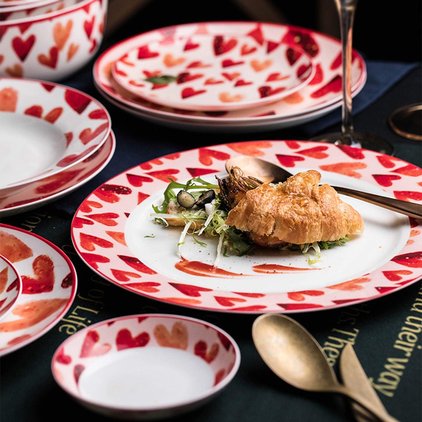 EHVYBDX Dinner Plates High-End Ceramics Dinner Sets Microwave Dishwasher Safe Porcelain Dinnerware Set of 52 | Cereal Bowl and Steak Plate Set for Family Gathering and,