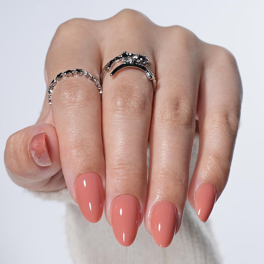 Nude Press On Nails, Short Almond Fake Nails, Neutral Pink Press On Nails, Reusable Stick-On Nails with Glue for Women, 32pcs Set in 16 Sizes | Salon Quality | Blush Glaze, Natural Look