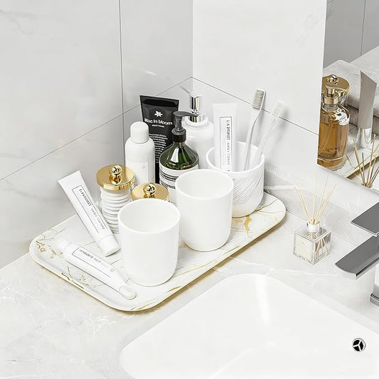 Weenson Bathroom Vanity Tray for Makeup Jewelry Candle Perfume Decor Toilet Tank, Serving Tray for Food Snacks, Kitchen Tray for Countertop Soap Dispenser Spice Coffee Nightstand11.8âL x 7.9âW x 0.8âH