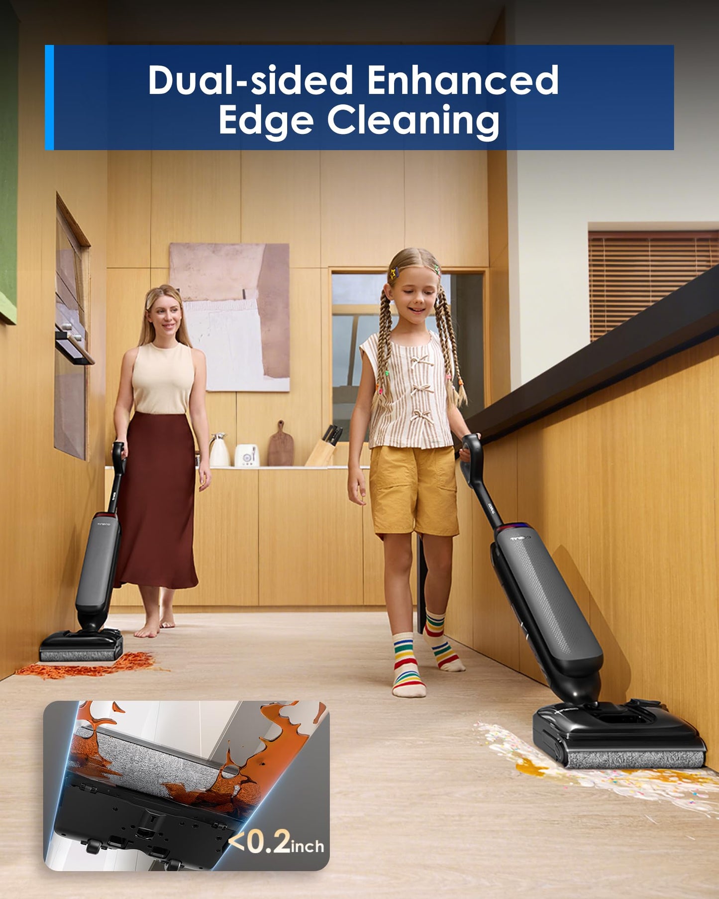 Tineco Wet Dry Vacuum Cleaner 22kPa Suction Floor Cleaner Mop, 50 Min Runtime, iLoop Smart Sensor, DualBlock Anti-Tangle Design, 185℉ Flashdry, Dual-Edge Cleaning, 180° Lay-Flat, Floor One S7 Artist