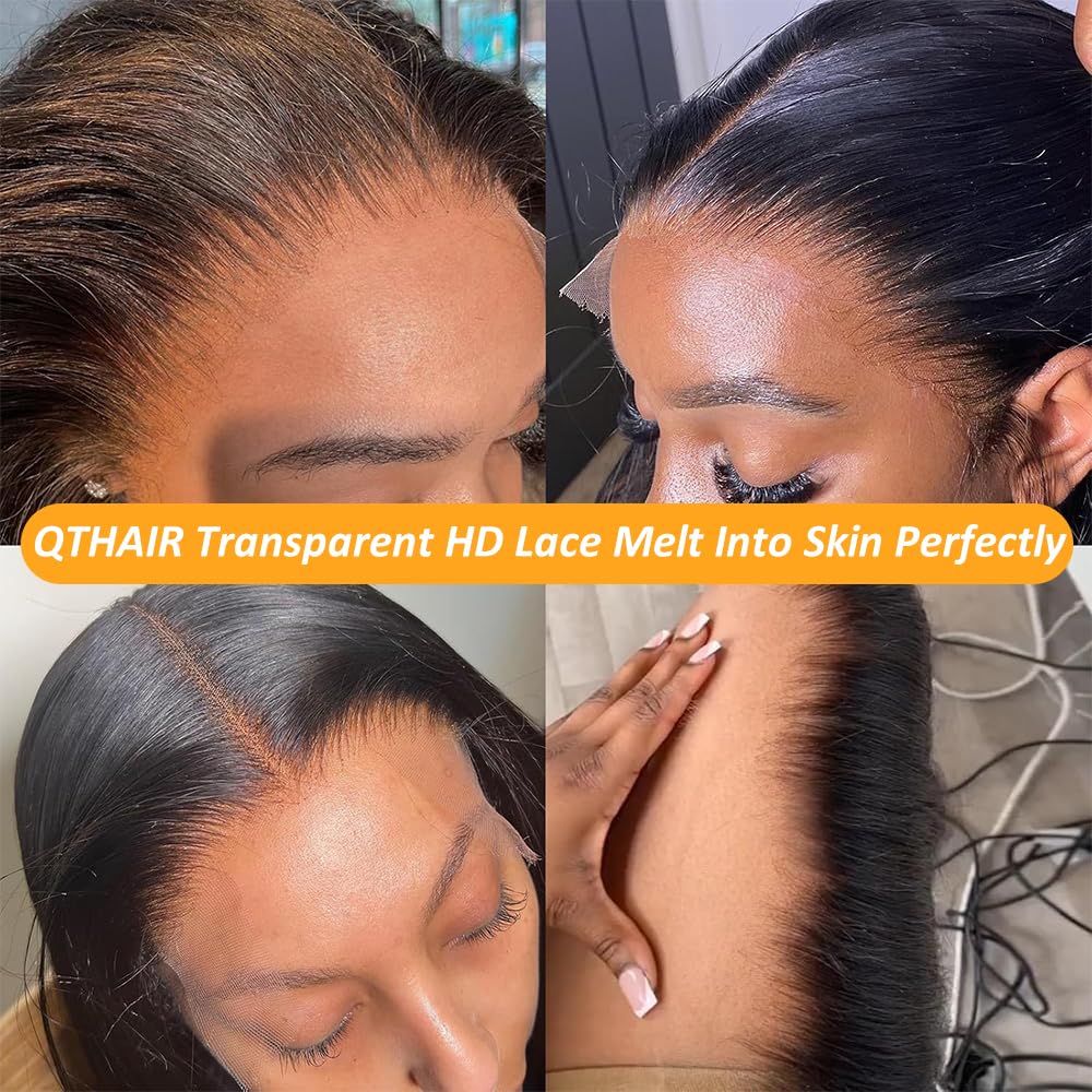 QTHAIR 18A Grade Straight Human Hair HD Lace Frontal 100% Unprocessed Straight Human Hair Frontal Natural Color 16" 13x4 Frontal Pre Plucked Natural Hairline