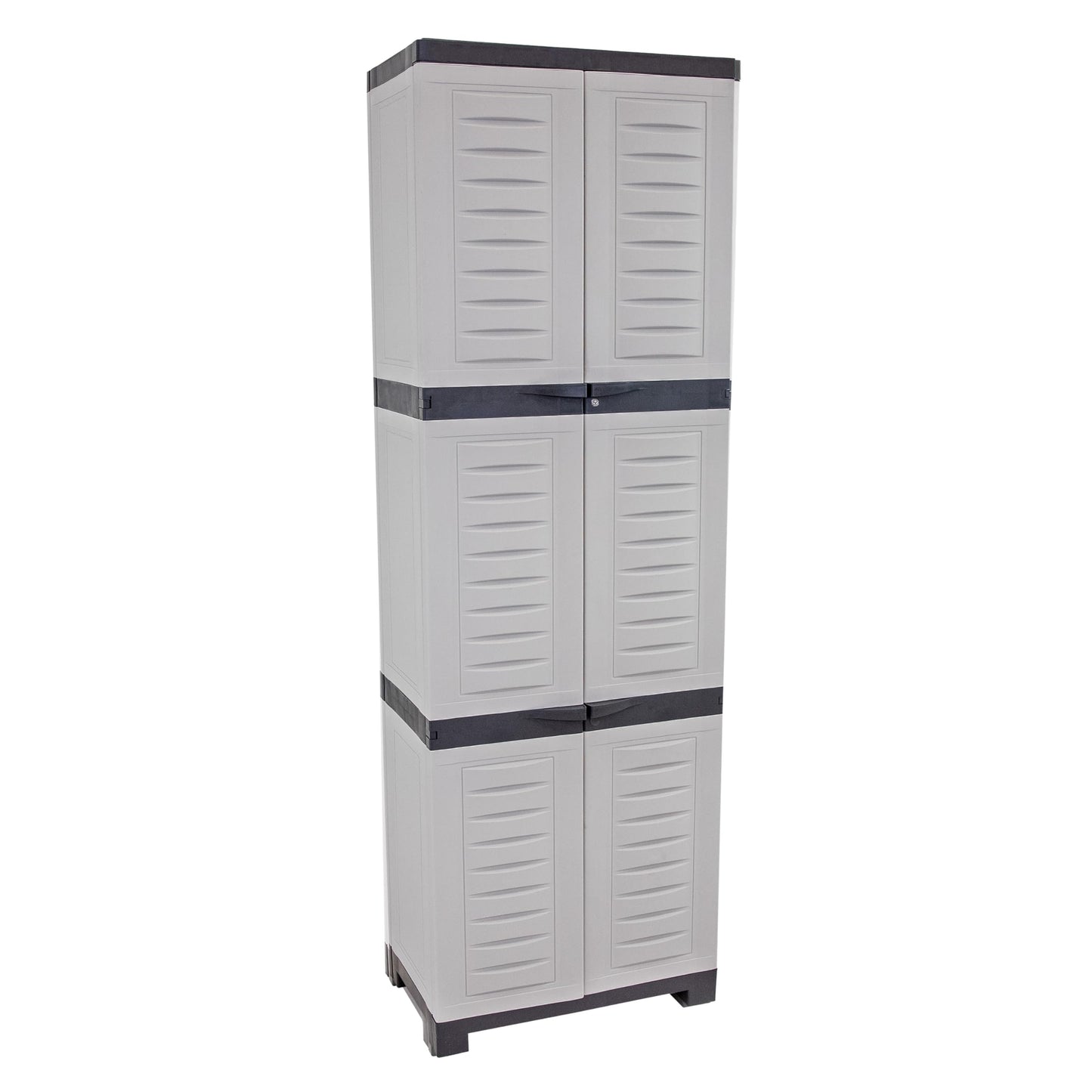 Sunnydaze 72" H Resin Garage Storage Cabinet - Garage Cabinet with Lockable Doors and Adjustable Shelves - Freestanding Utility Storage for Laundry Room, Office, Basement - Gray