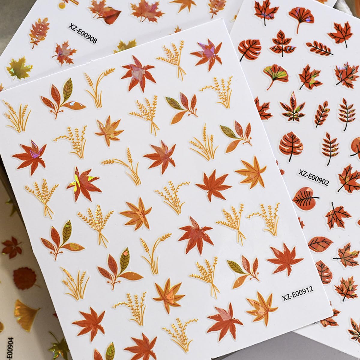 12 Sheets Fall Nail Art Stickers Gold Maple Leaf Nail Stickers Thanksgiving Day Nail Decals Ginkgo Fox Self Adhesive Autumn Nail Art Supplies for Women Girls DIY Manicure Nail Art Decorations