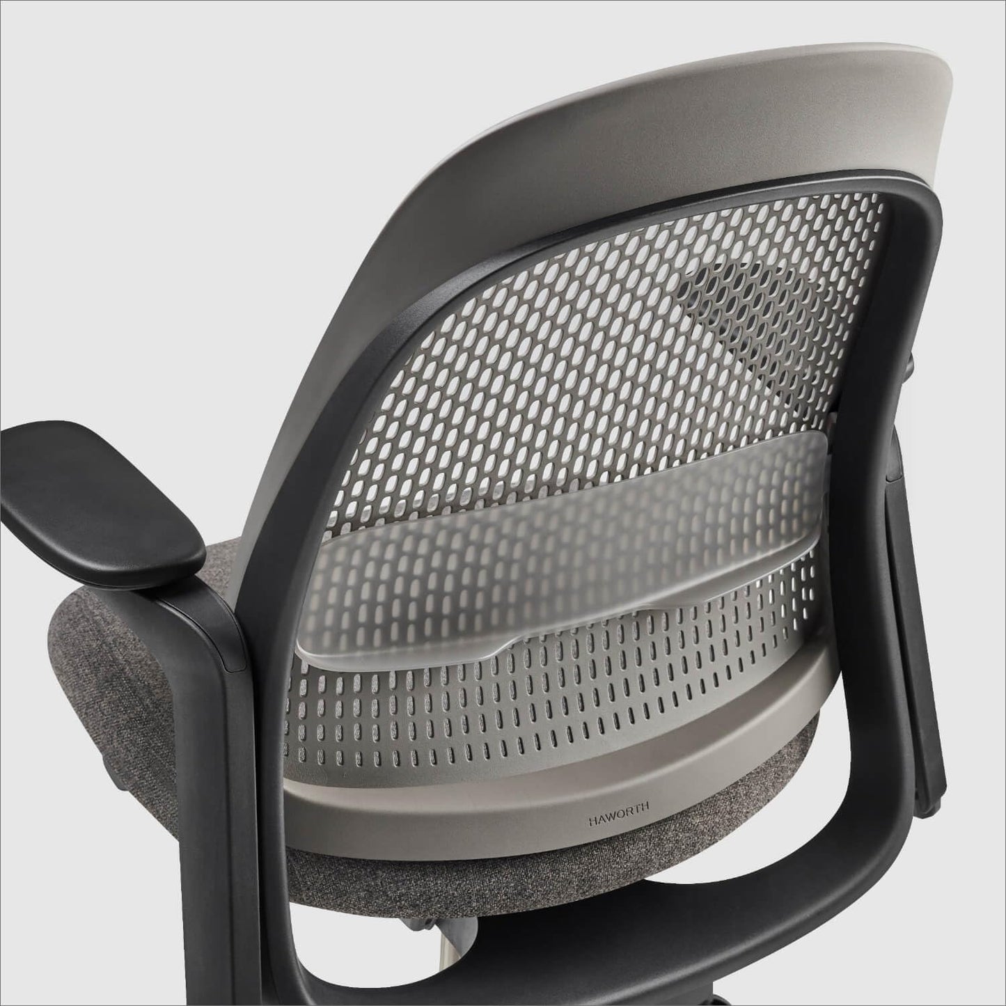 Haworth Breck Office Chair - Ergonomic Desk Seat with Height-Adjustable Lumbar Support, Black Trim, and 4D-Arms (Stone)