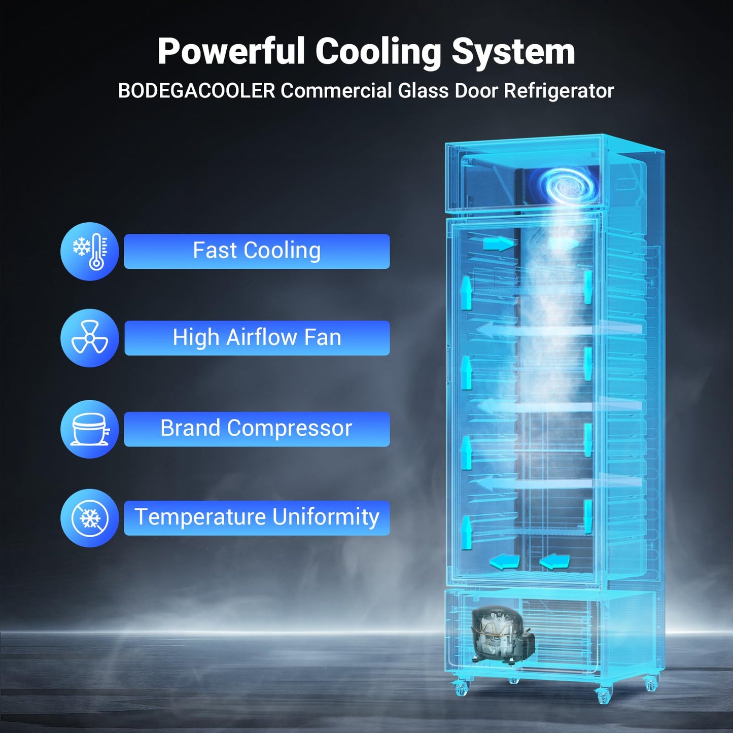 BODEGACOOLER Beverage Refrigerator, 321L/339 Qt Commercial Refrigerator For Kitchen, Home,Office and Garage, 300 Cans & 160 Bottles Display Refrigerator For Beer,Soda, Bar Cooler with Soft LED Light.