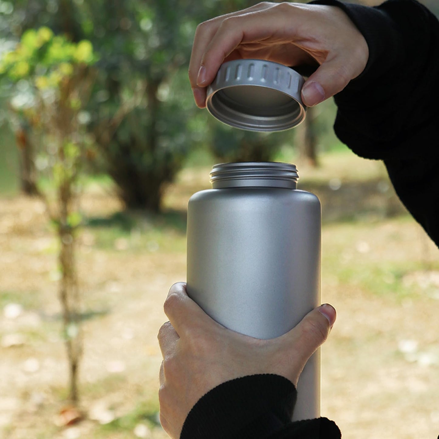 SILVERANT Titanium Water Bottle, Sport Bottle with Wide Mouth Lid Ultralight Camping & Hiking Hydration Canteens Large Capacity 1500ml/ 52.8 fl oz