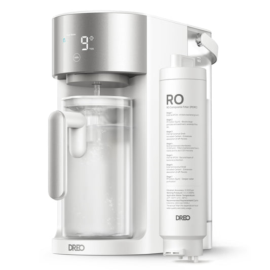 DREO Reverse Osmosis Water Filter Countertop, RO Filtration System, 3:1 Pure to Drain, TDS & Filter Life & Autofill Pitcher, Installation-Free, Self-Cleaning Water Purifier, RO Water Filter