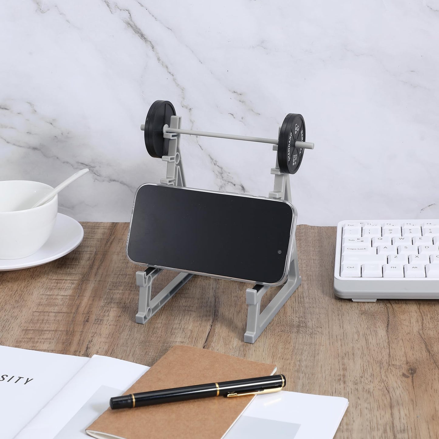 2pcs Squat Rack Pen Holder - Mini Barbell Rack With Weights & Barbells for Office Gym Decorations - Desktop Decor for Fitness Weightlifting Lovers