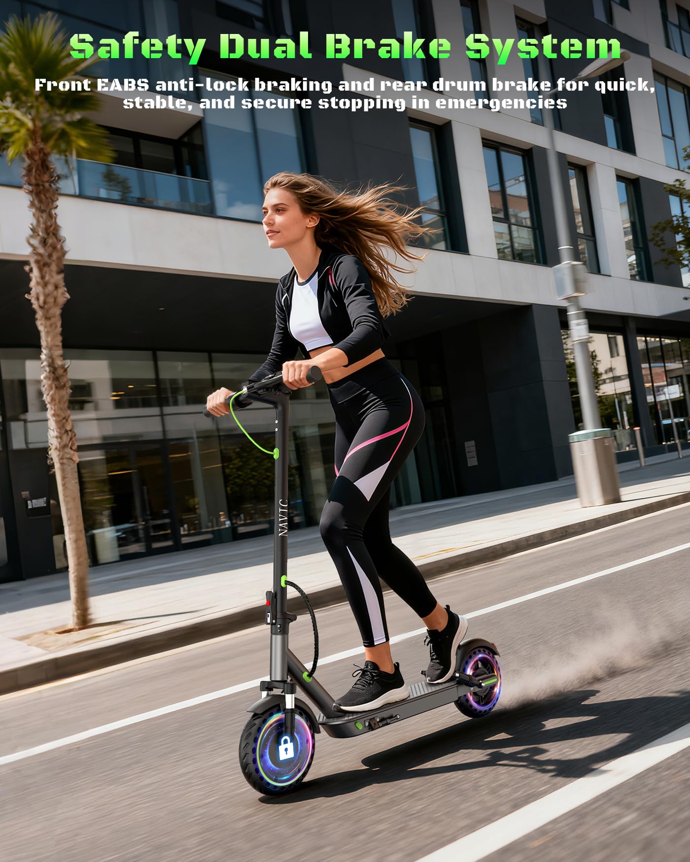 NAVIC Electric Scooter with Dual Suspension, 8.5" Tires, 350W Motor, 19 Mph, Max 18 Miles Range, Foldable E Scooter for Adults with Braking, App Control