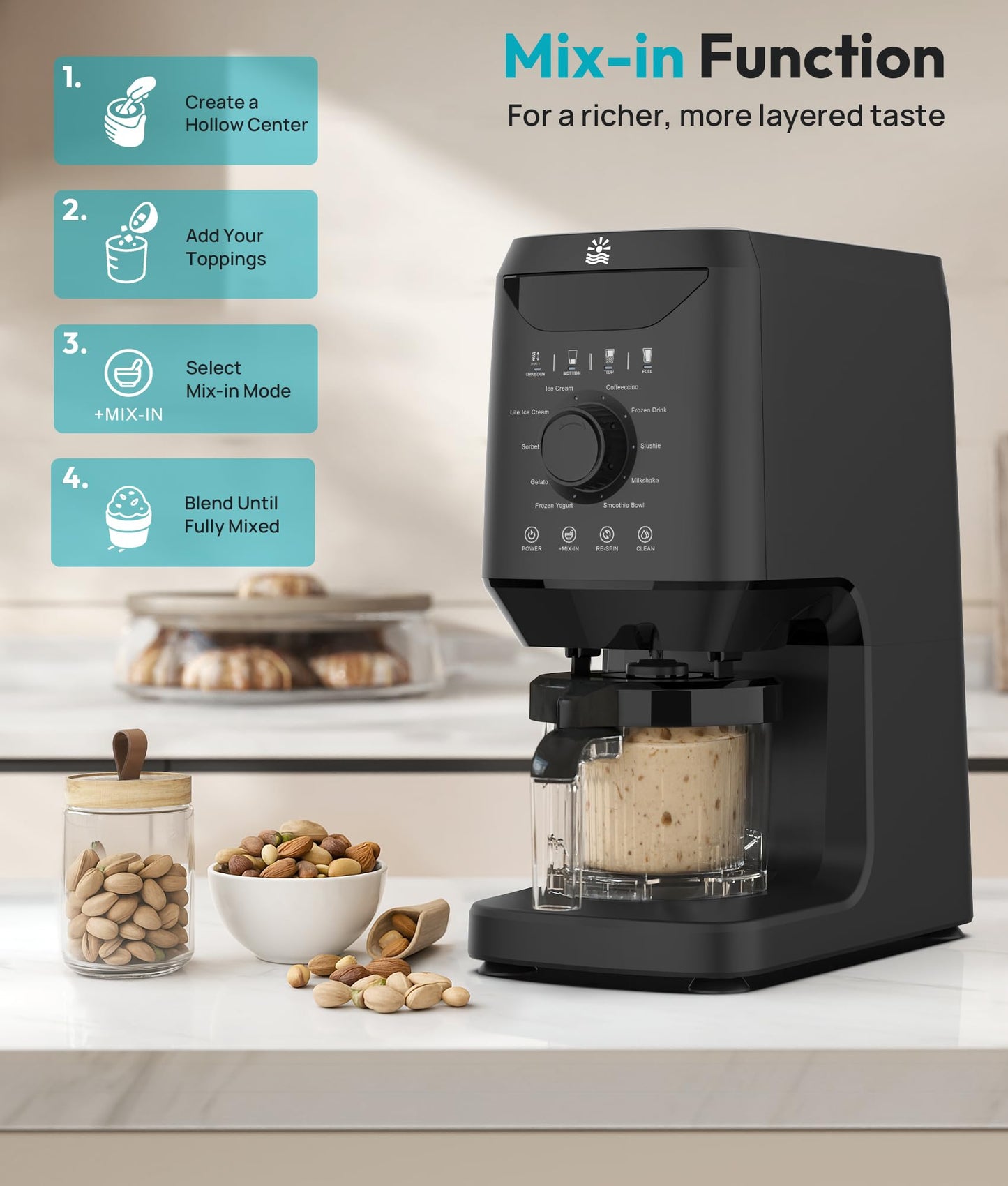 Rellytech Homemade Ice Cream Maker Machine - 12-in-1 Ice Cream Maker with 2 Pint Containers & Lids, Gelato, Sorbet and Frozen Yogurt Maker, Self-Cleaning, Pre-freeze for 24 Hours,Valentine’s Day Gift