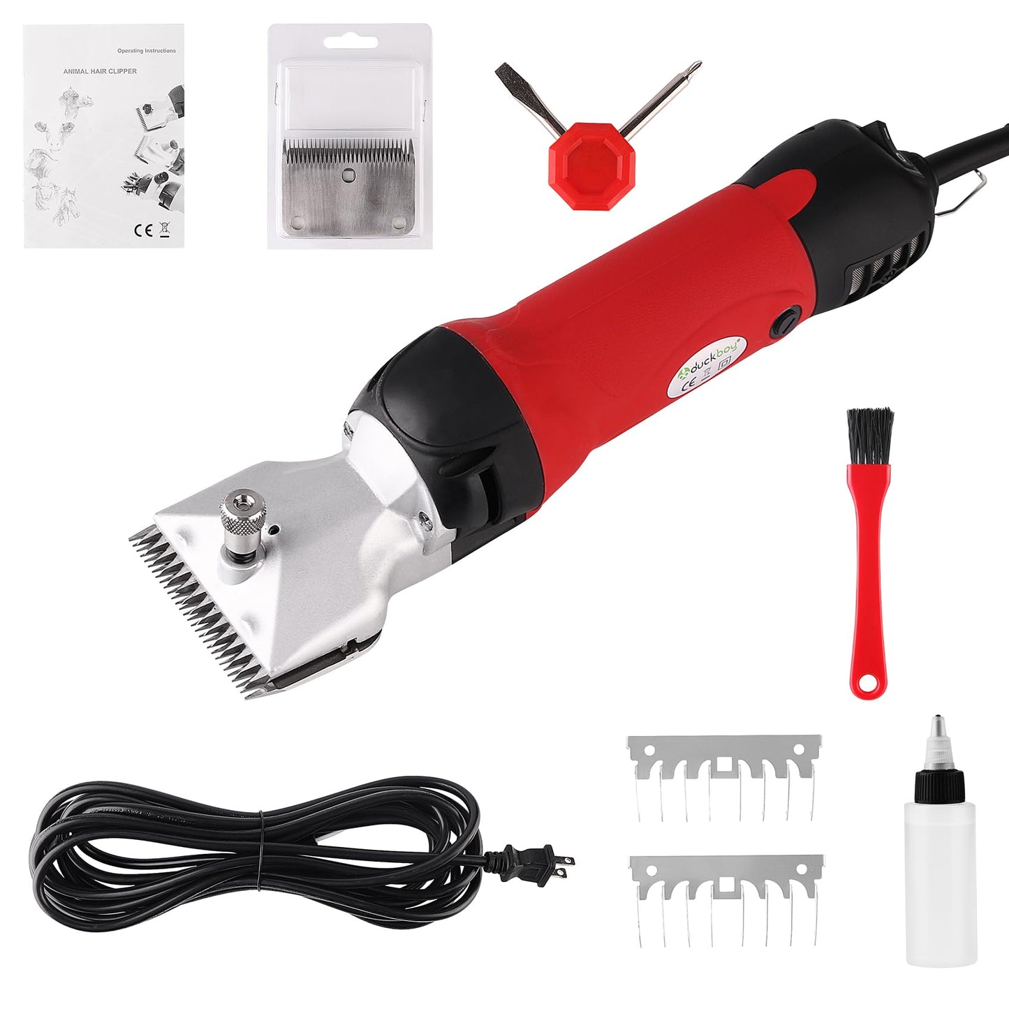 DUCKBOY Horse Clipper 380W Professional Heavy Duty Horse Grooming Kit Electric Animal Grooming Clipper Trimmer Remover for Horses, Equine, Cattle, Pony and Large Thick Coat Animals
