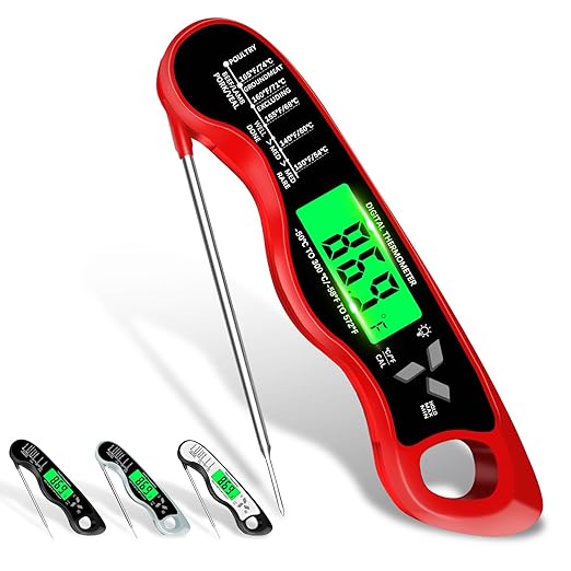 Meat Thermometer Digitalï¼IP67 Waterproof Cooking Thermometer with Backlight, Calibration & Hold Functionï¼Food Thermometer for Cooking,Outdoor Grilling