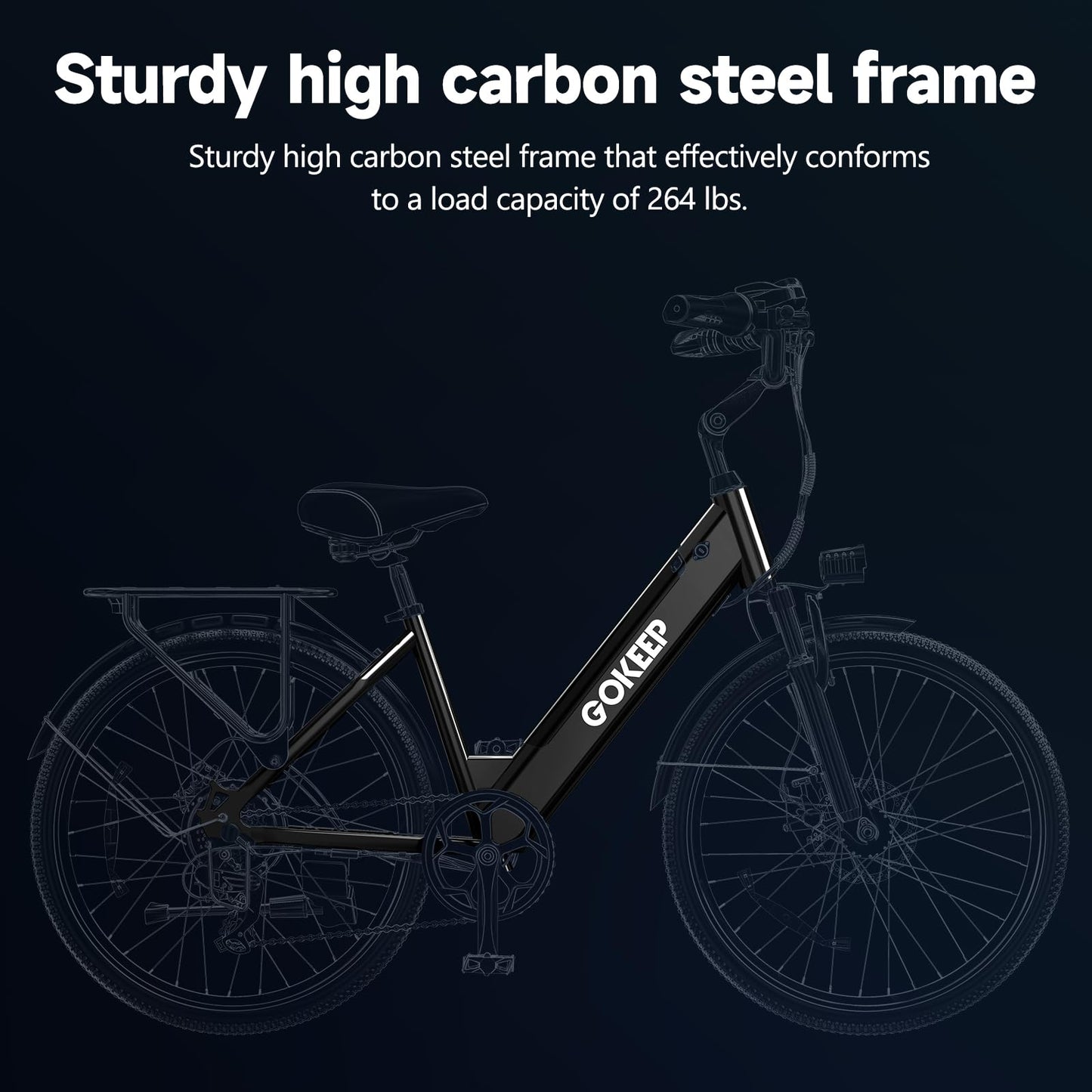 GOKEEP Electric Bike for Adults,1000W Peak Power,Up to 75 Miles 20MPH,26" Electric Mountain Bike with 499Wh Removable Battery,7-Speed,Adjustable Stem and Front Fork Suspension