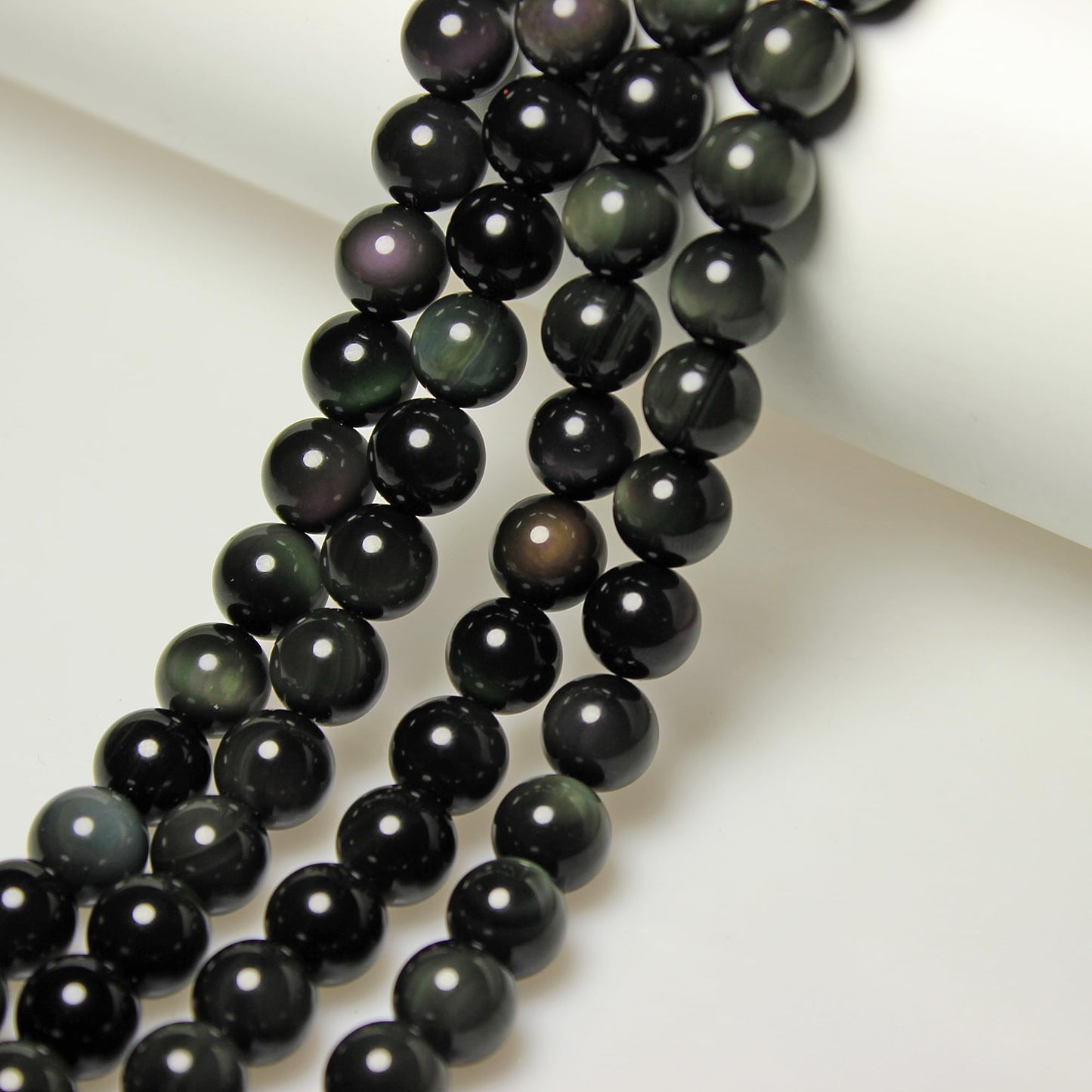 MJDCB Rare Collection Natural Stone Beads Rainbow Obsidian Round Loose Beads for Jewelry Making DIY Bracelet Necklace (8mm)