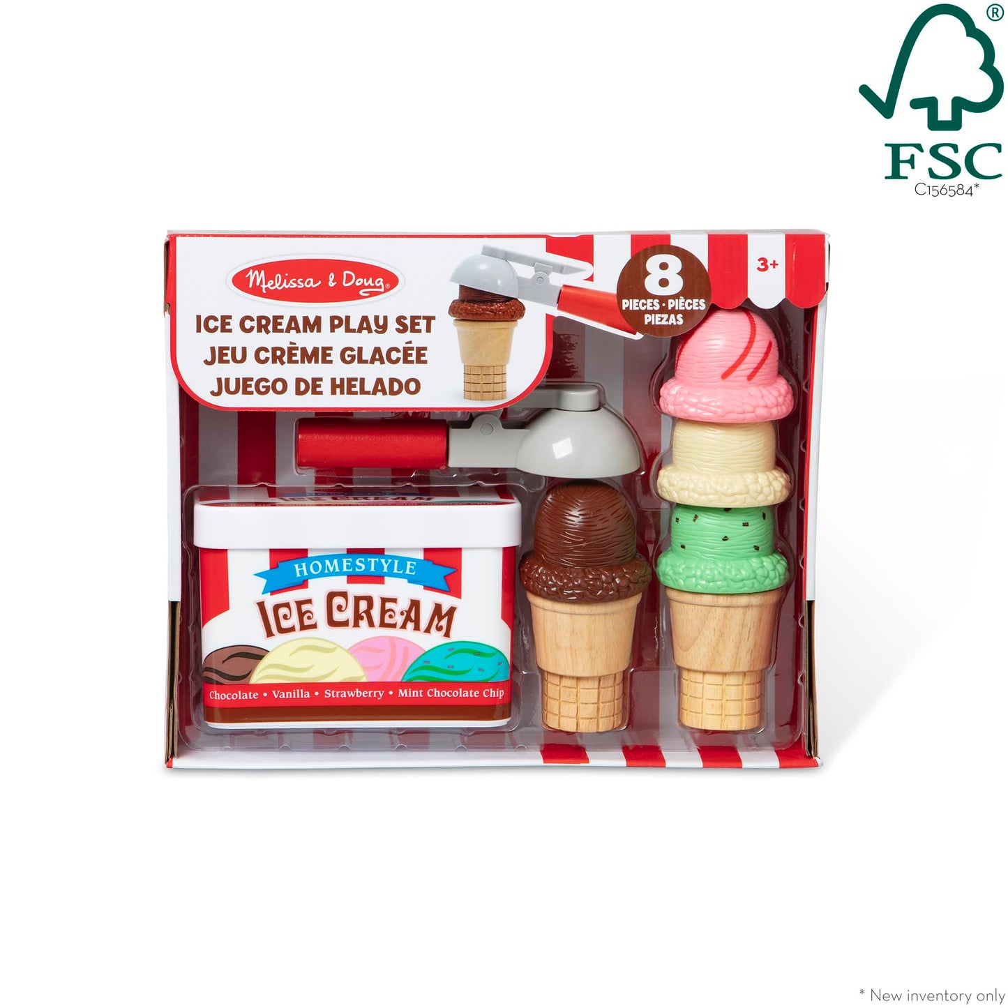 Melissa & Doug Scoop and Stack Ice Cream Cone Wooden Magnetic Pretend Play Food Set, Preschool Toy Play Ice Cream Set, Pretend Food, Toy for Toddlers and Kids Ages 3+ - FSC-Certified