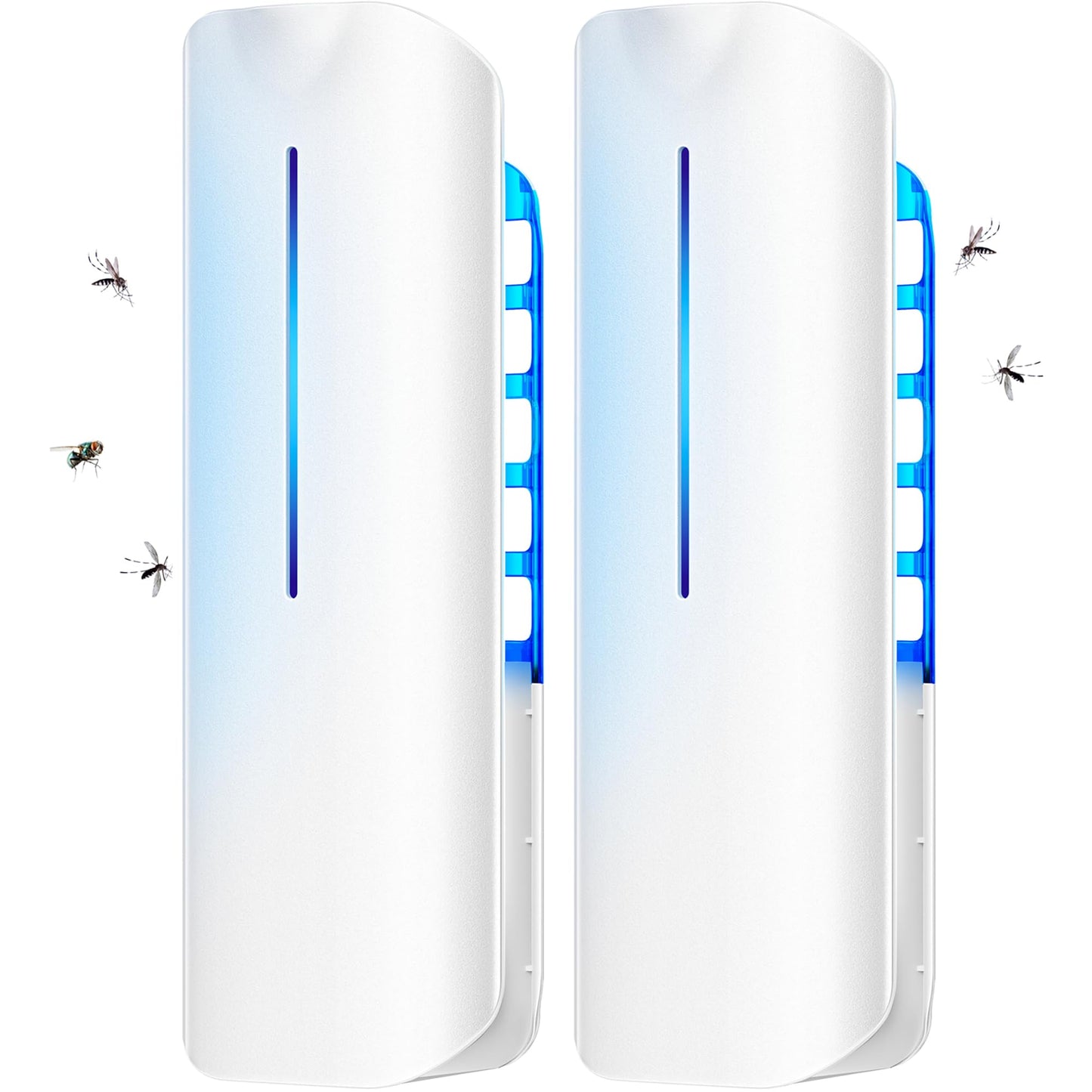 Fruit Fly Traps Indoor for Home: Plug in Mosquito Bug Zapper Gnat Moth Catcher with 9W Night UV Light, 2 Devices 20 Sticky Glue Board Refills for Indoors Flying Insect Trap