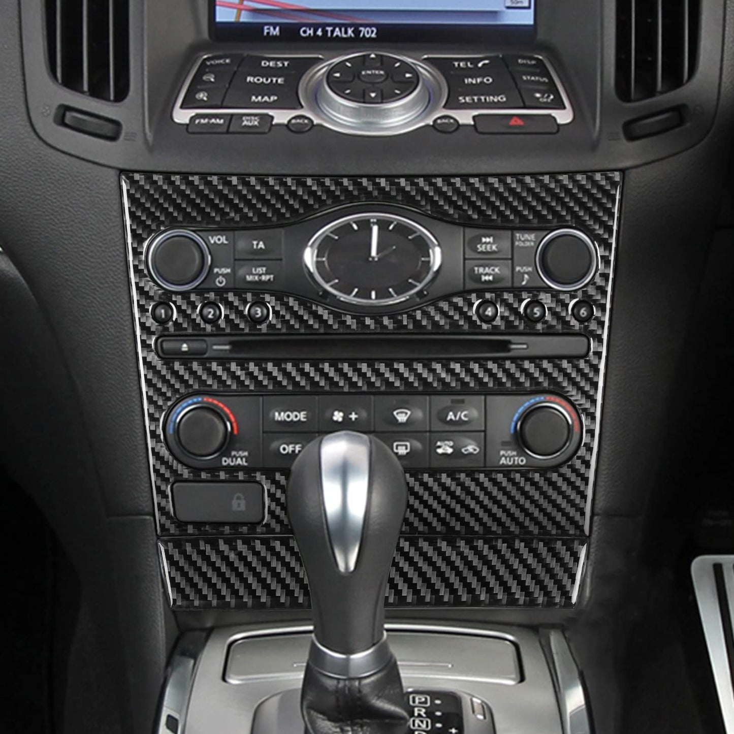 NVCNX Real Carbon Fiber for Infiniti G37 2011 2012 2013 Coupe Sedan Convertible Interior Trim Kit Accessories Cover Decal Set Air Vent Gear Shift Panel Center Console Black/Red 23PCs