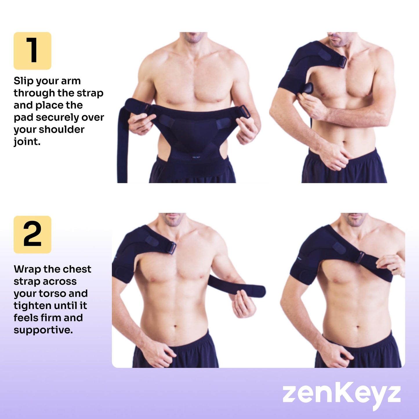 ZENKEYZ Shoulder Brace for Men & Women - Size L/XL (Chest 38-50") - Black/Copper - Copper-Infused Compression Sleeve & Rotator Cuff Support - Adjustable Strap with Ice/Heat Pocket - Sturdy Arm Sling for Joint Stability"