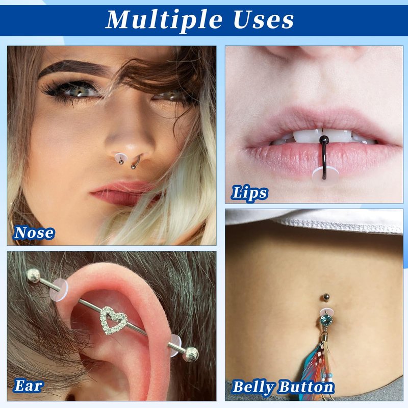 Giantree 30Pcs Clear Piercing Disc, Silicone Perforated Disc for Piercing Bump, 7/9 mm Earring Supports for Keloids Healing Pads Belly Button Piercing Kit Nose Piercing Bump Treatment(30pcs)