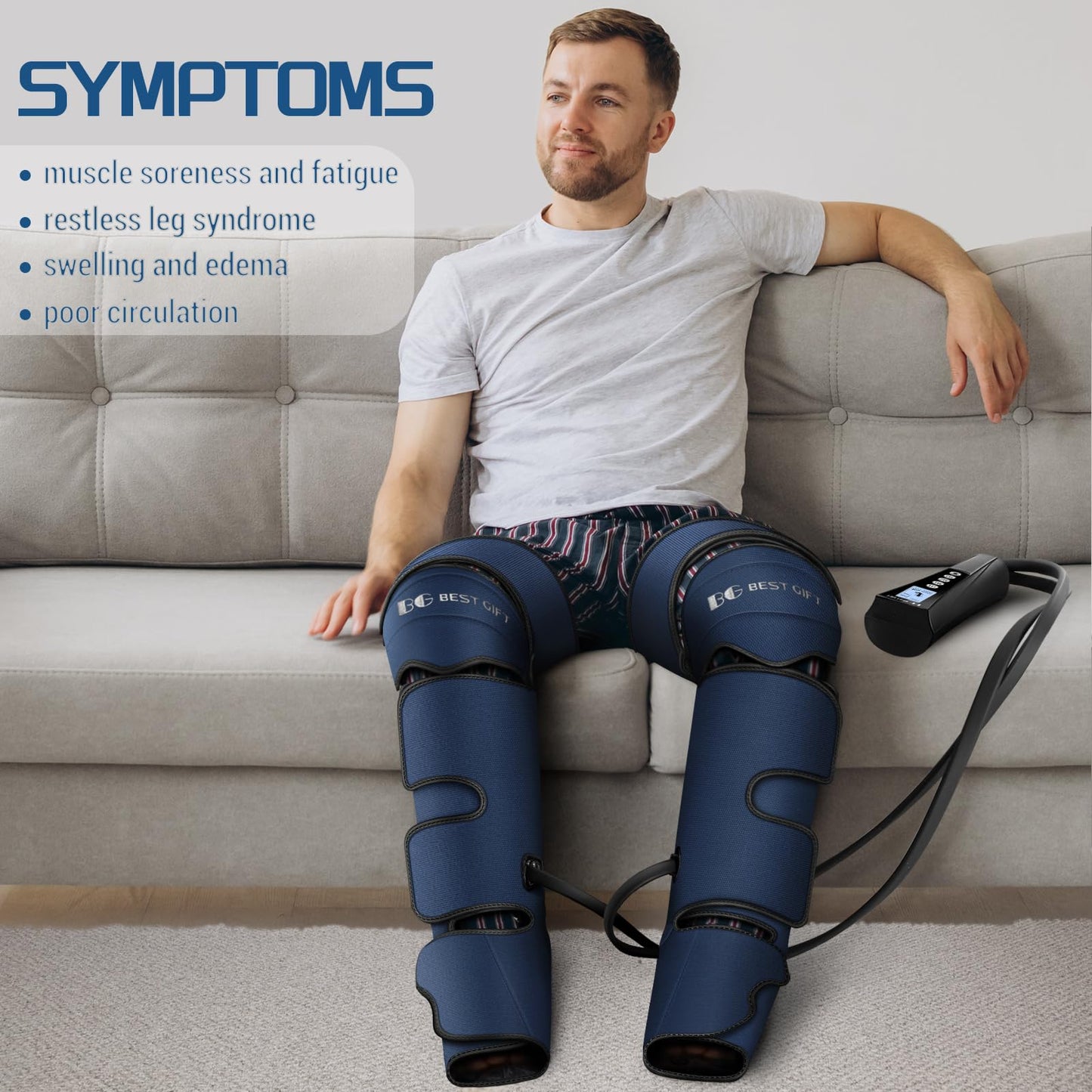 Gifts for Dad Mom Men Women Christmas Mothers Day, Fathers Day, Air Compression Massager with Heat for Foot, Leg, Calf, Thigh, Knee, Helpful for Vericose Veins, Muscle Fatigue, Cramps, Swelling, Edema