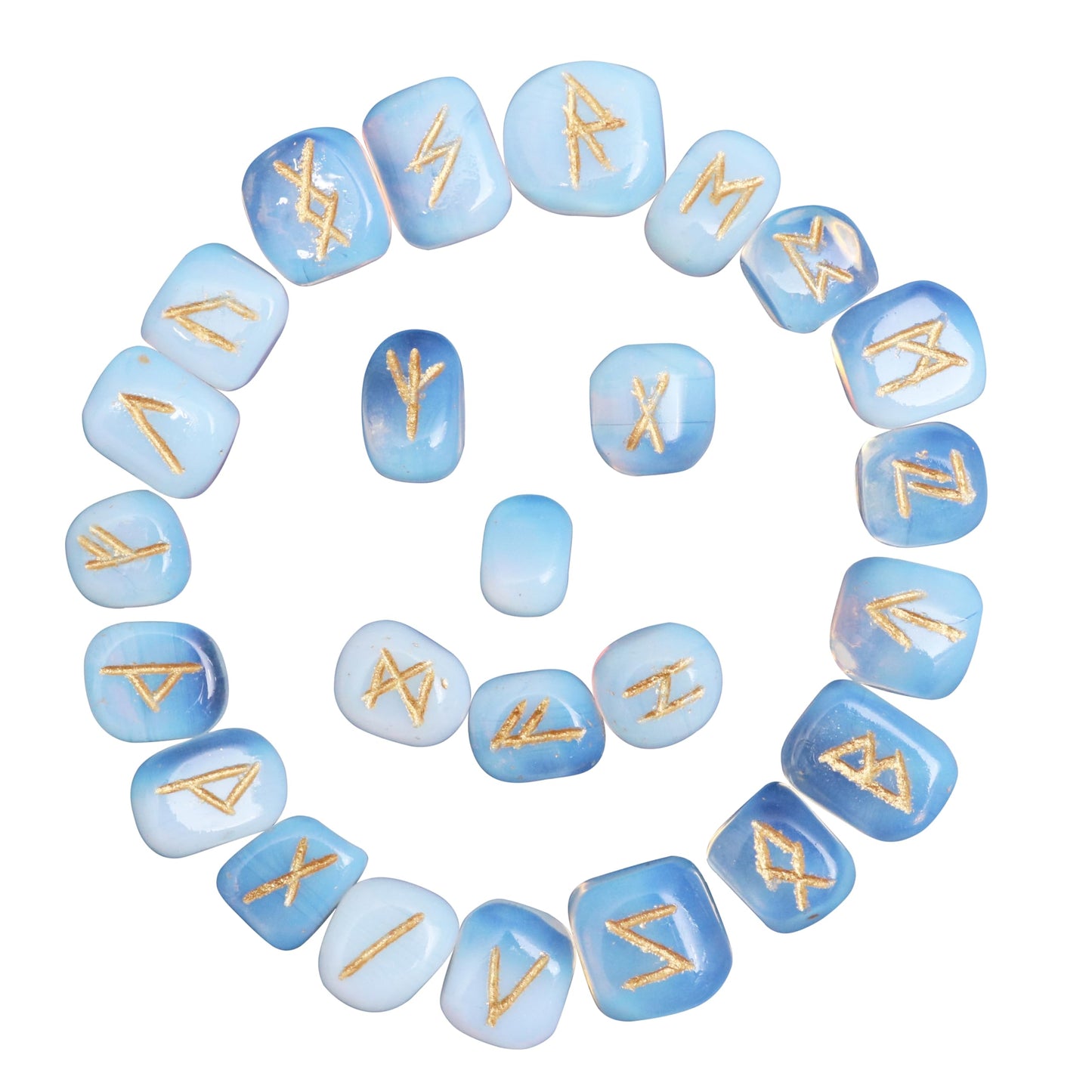Crocon Oplaite Rune Stones Set with Elder Futhark Alphabet Engraved Symbol for Energy Genrator Chakra Balancing EMF Protection Home Office Decorative Stone Size :- 15-20 mm Approx