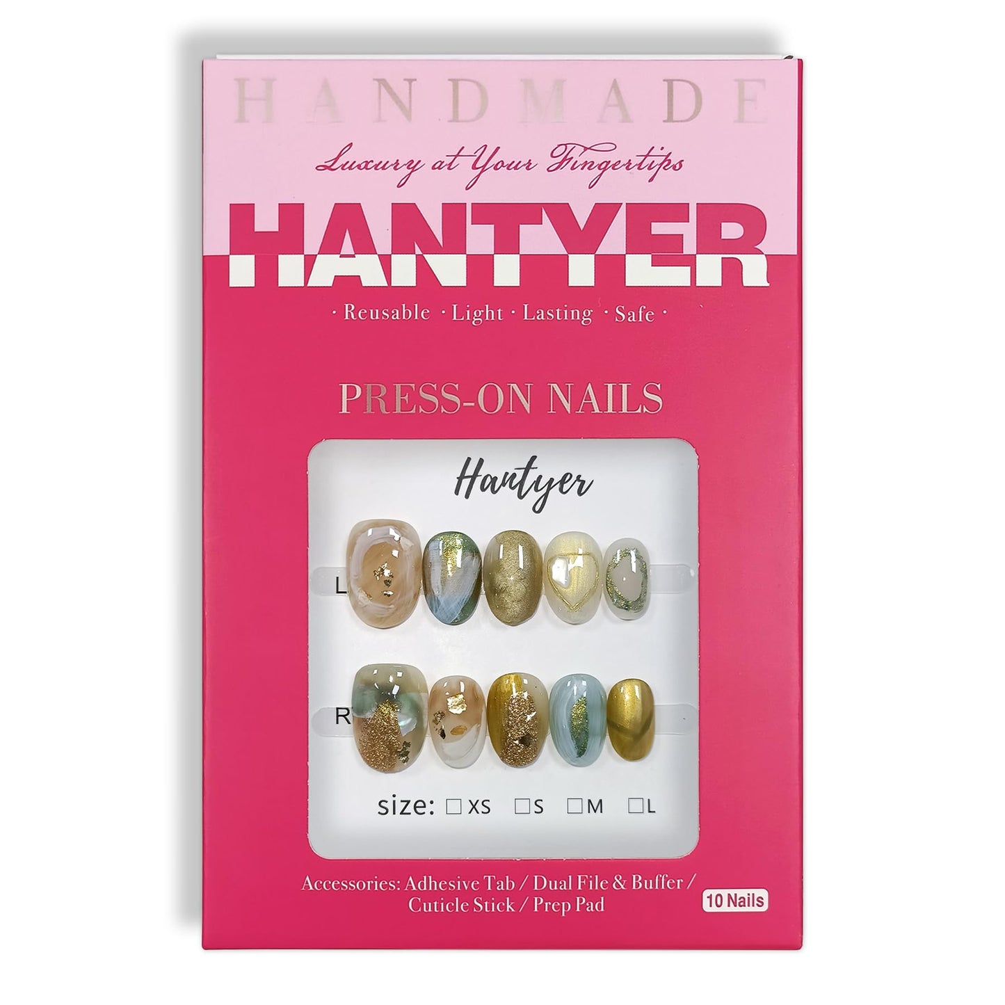 Hantyer Golden Ombre Press on Nails with 3D Glitter Flakes & Gold Foil, Short Oval Glossy Soft Glam Fake Nails, Reusable Elegant False Nails for Women Fall Winter Season Party, Size S