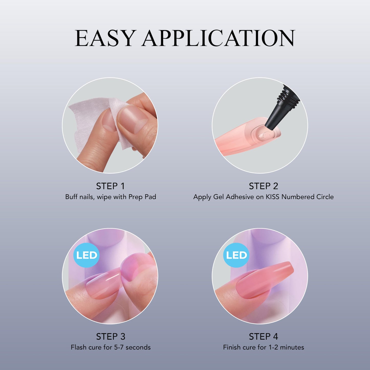 KISS Salon X-tend, Press-On Nails, Nail glue included, Tone', Medium Pink, Long Size, Coffin Shape, Includes 30 Nails, 5Ml Led Soft Gel Adhesive, 1 Led Lamp, 1 Prep Pad, 1 Manicure Stick, 1 Mini File