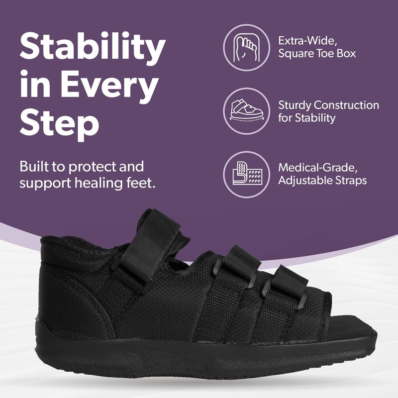 BraceAbility Post Op Shoe - Adjustable Orthopedic Medical Walking Boot for Broken Foot, Broken Toe, Stress Fracture and Injuries, Universal Cast Shoe for Men and Women After Foot Surgery (L - Female)