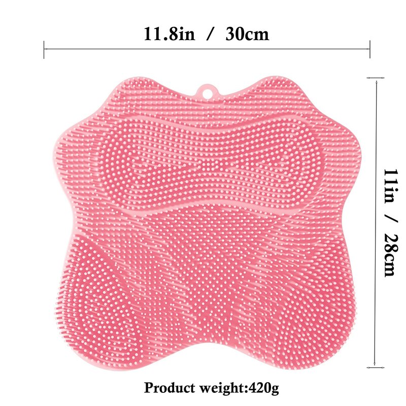 Easkite Shower Foot Scrubber, Shower Foot and Back Scrubber with Suction Cups, Shower Silicone Foot Washer for Exfoliating Massage（Pink）