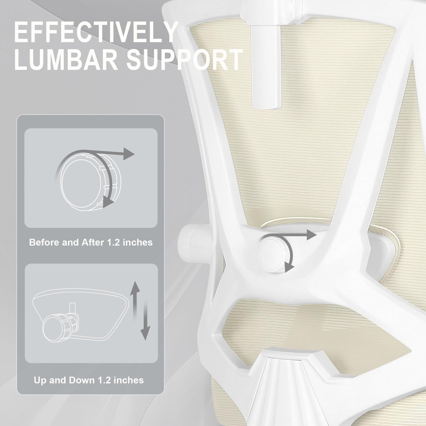 Misolant Ergonomic Office Chair with Footrest, Ergonomic Desk Chair with Adjustable 2D Lumbar Support, High Back Computer Chairs with Adjustable Headrest, Beige Comfortable Executive Office Chair
