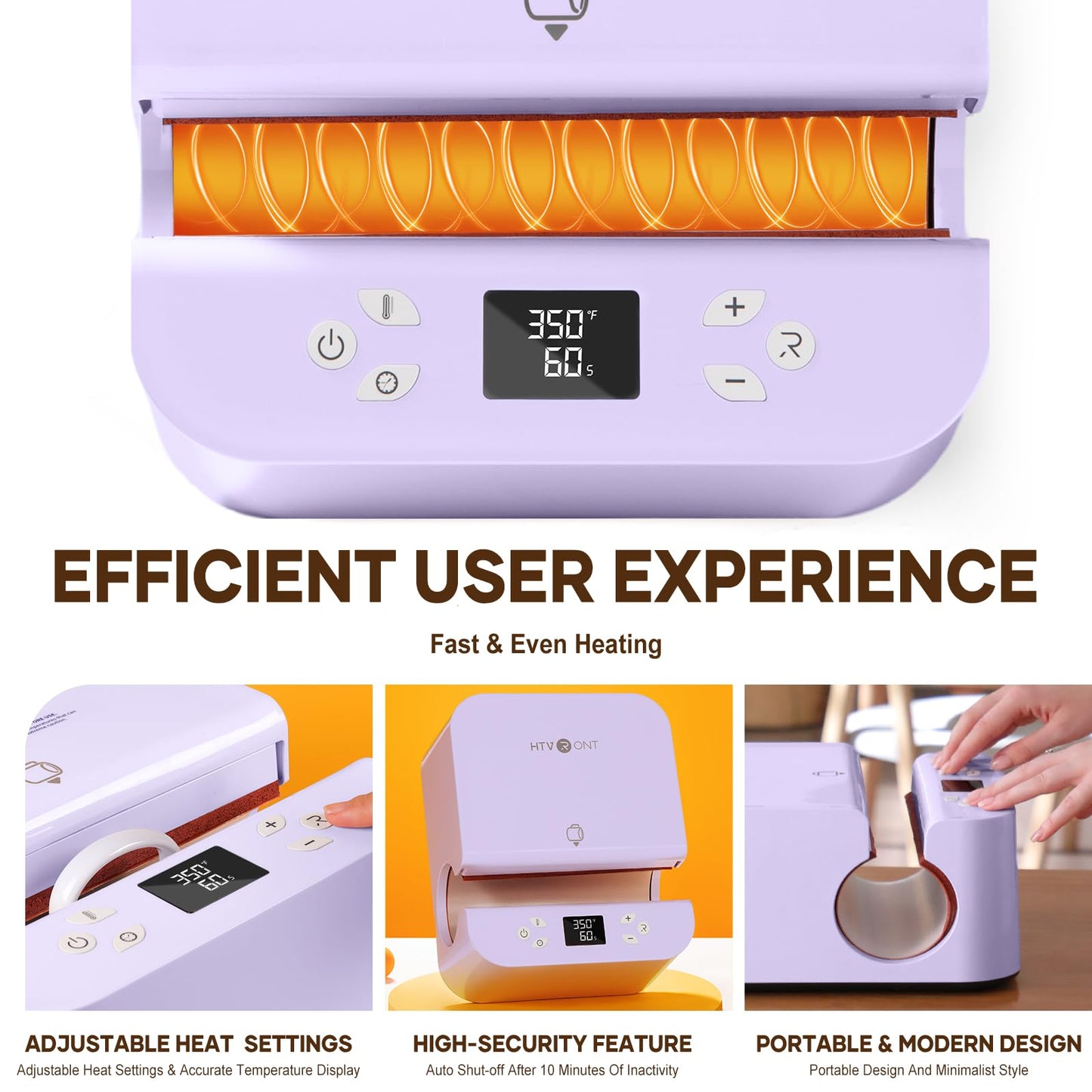 HTVRONT Auto Heat Press 2, Auto Tumbler Heat Press Purple, Teflon Sheets, Heat Resistant Gloves, Heat Tape